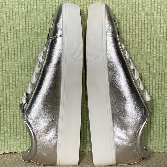 Nine West Women's Homerun Fashion Platform Sneaker Metallic Silver Shoes SZ 10 M - Picture 6 of 11